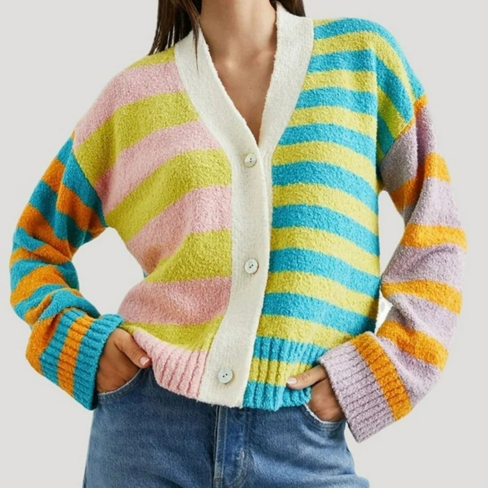 AEMI + CO Colorful Striped Women's Sweater